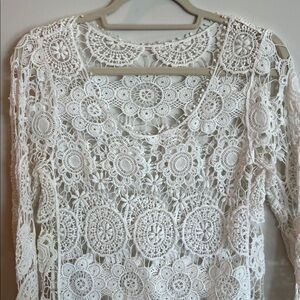 White Crochet Lace Coverup